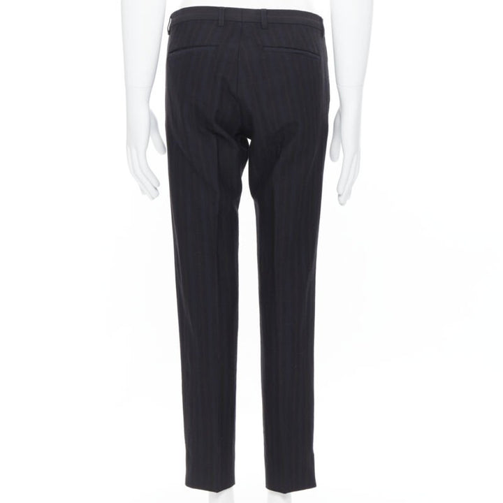 LANVIN ALBER ELBAZ mohair wool black satin side trimmed tuxedo trousers FR44
