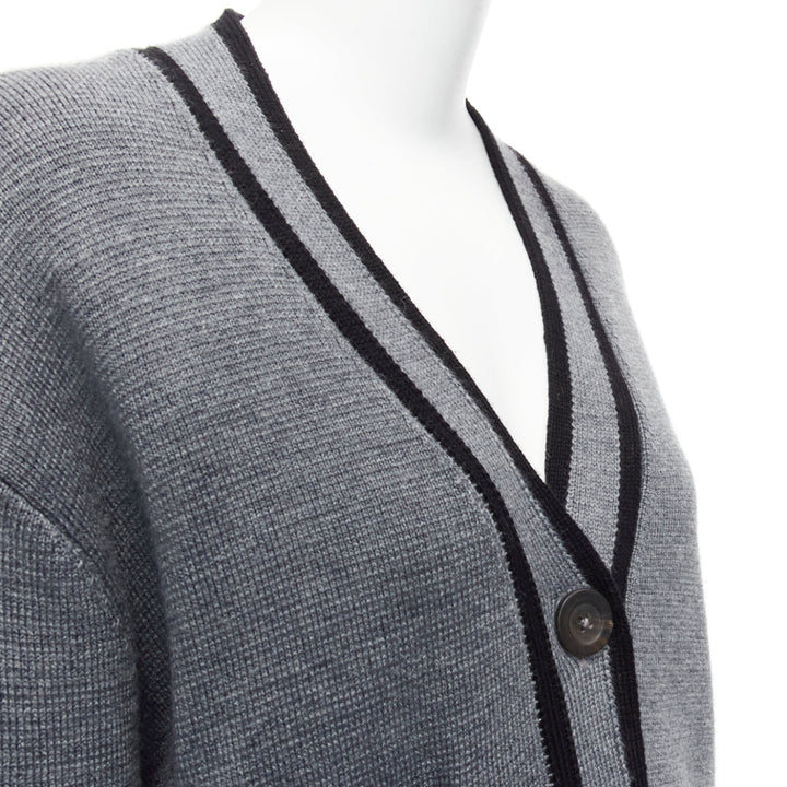VVB VICTORIA BECKHAM 2017 Runway grey wool logo oversized cardigan UK2 XXS