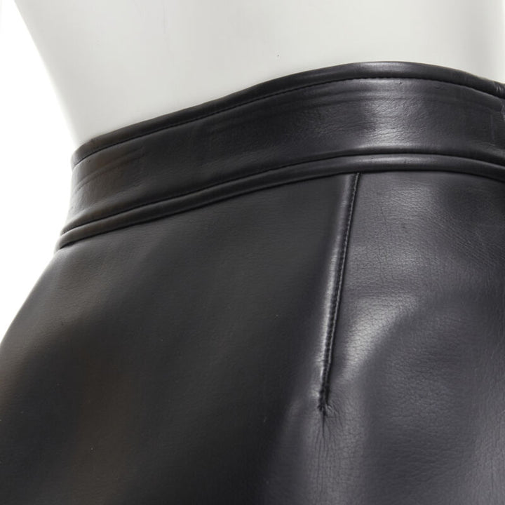 COMME DES GARCONS Vintage black faux leather silver buckle wrap skirt M