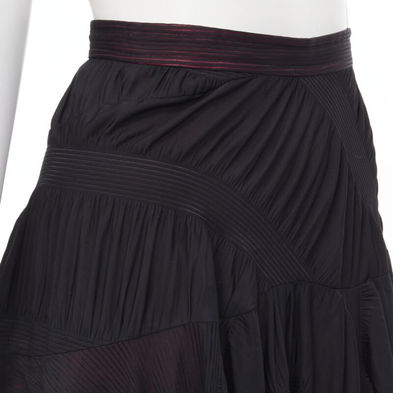 vintage Runway COMME DES GARCONS 80's black red shirred ruffle layered skirt S
