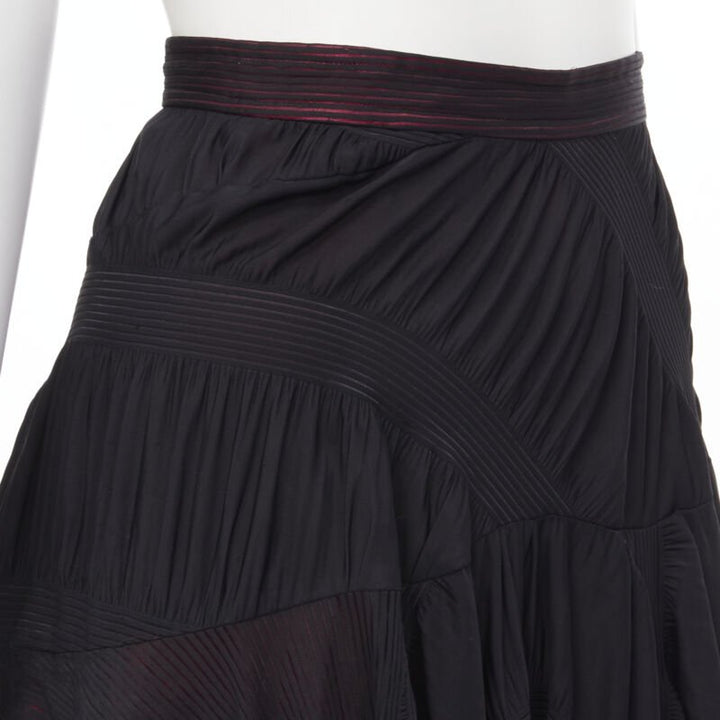 vintage Runway COMME DES GARCONS 80's black red shirred ruffle layered skirt S