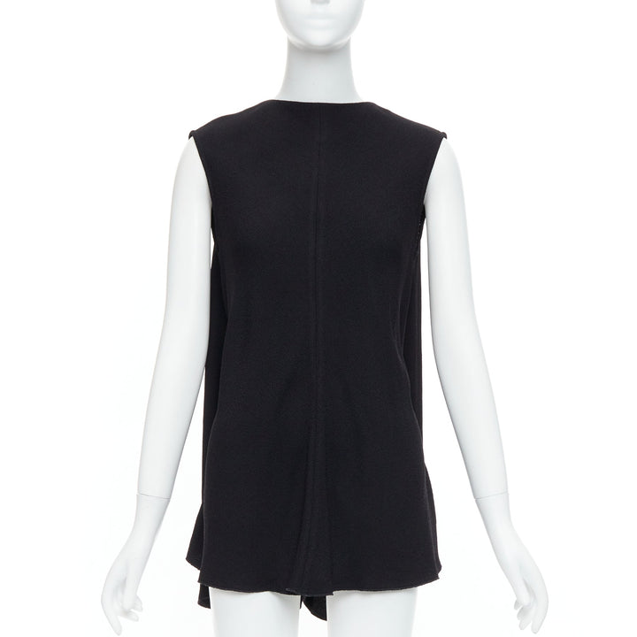VICTORIA BECKHAM black drape backless inserted belt crew neck top