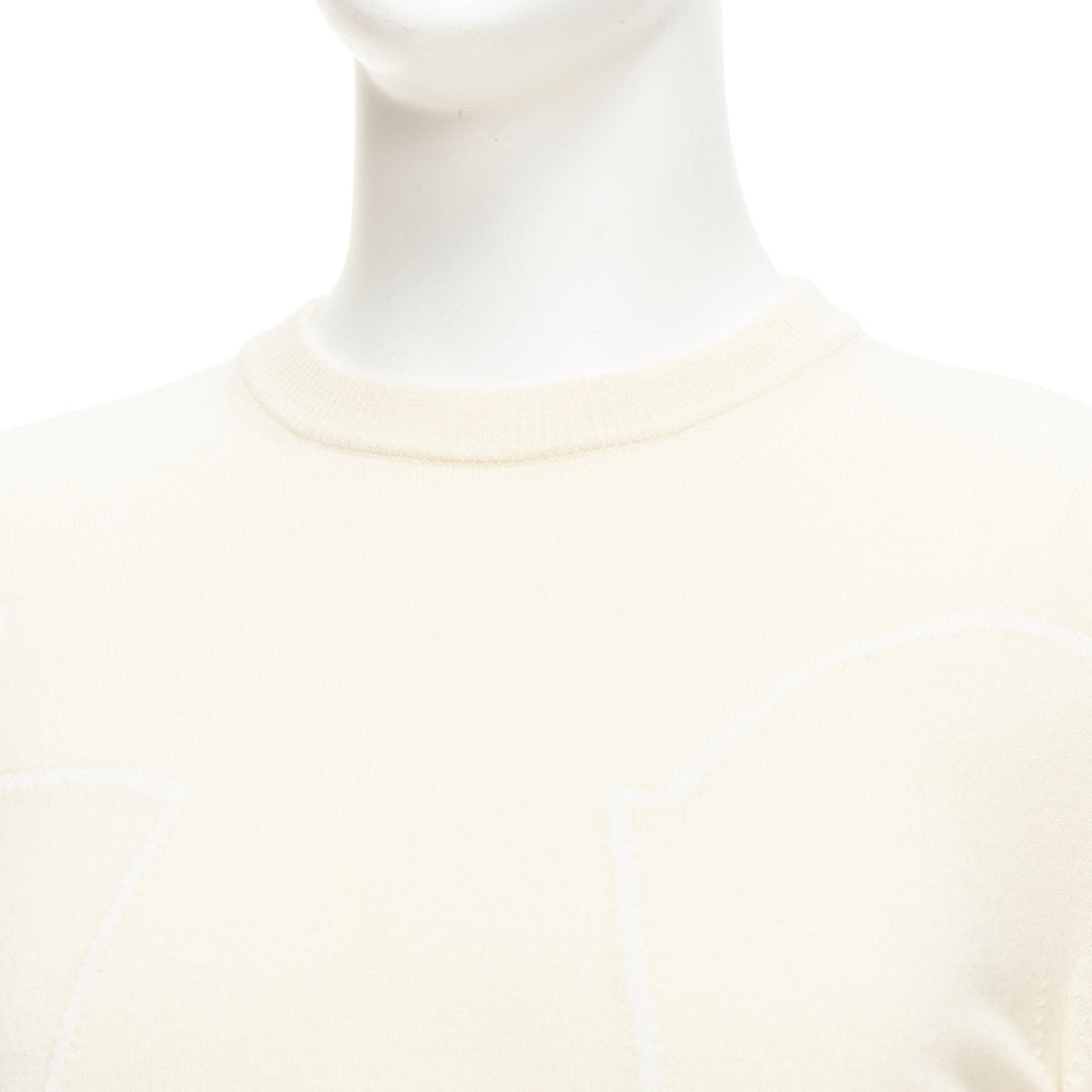 LORO PIANA 100% cashmere cream brown abstract graphic sweater IT48 M