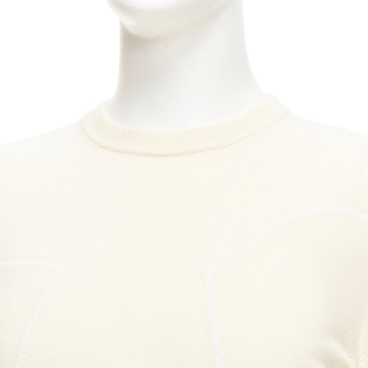 LORO PIANA 100% cashmere cream brown abstract graphic sweater IT48 M