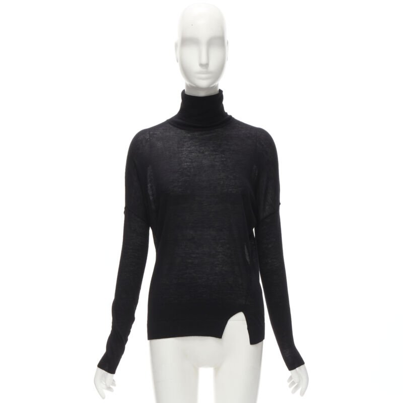 VINCE black viscose classic turtleneck long sleeves sweater XS