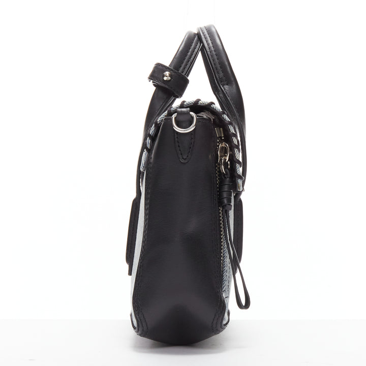 3.1 PHILLIP LIM Pashli washed blue denim whipstitch black leather crossbody bag