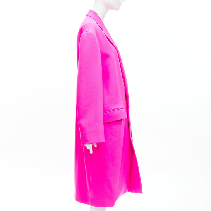 BALENCIAGA hot pink cavalry wool oversized long coat FR34 XS Hailey Beiber
