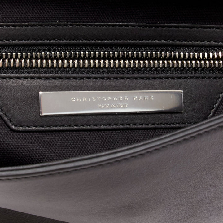 CHRISTOPHER KANE Dual black yellow scaled leather plastic strap reversible bag