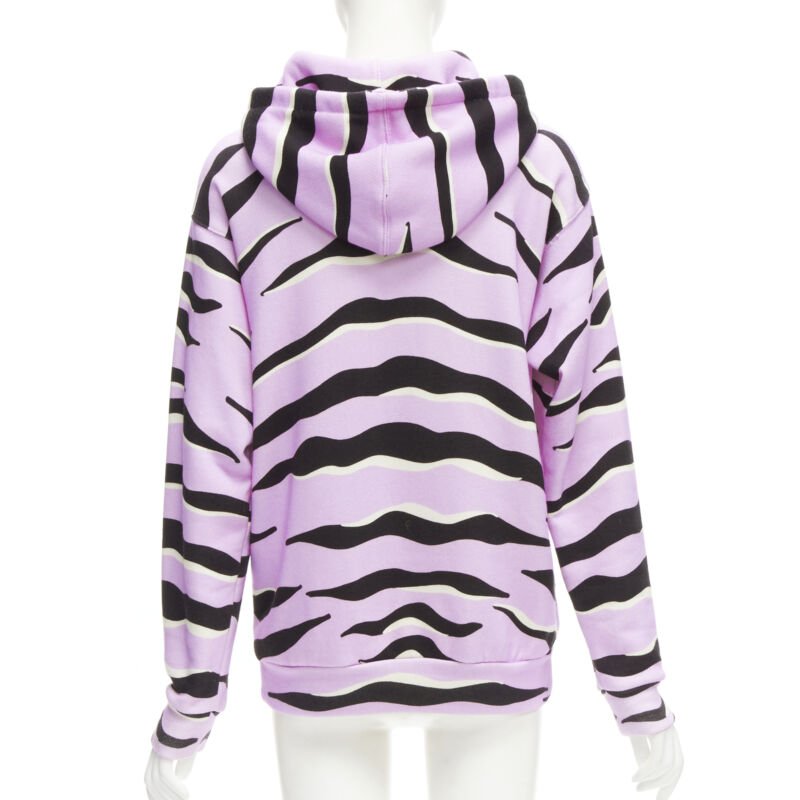 GUCCI TIGER 2022 purple cotton embroidery patch logo striped hoodie XXS