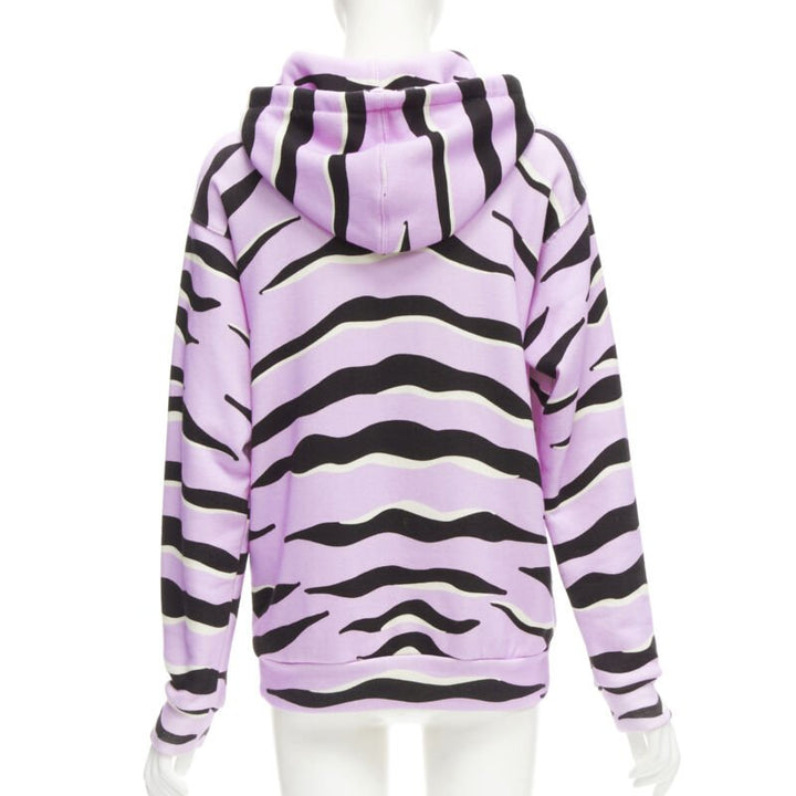 GUCCI TIGER 2022 purple cotton embroidery patch logo striped hoodie XXS