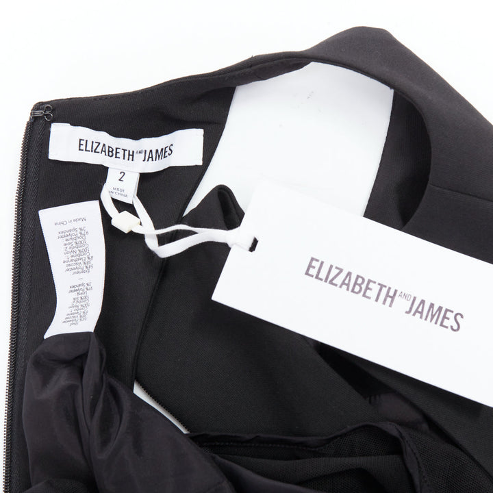 ELIZABETH AND JAMES Parker black sheer hem racer top mini dress US2 S
