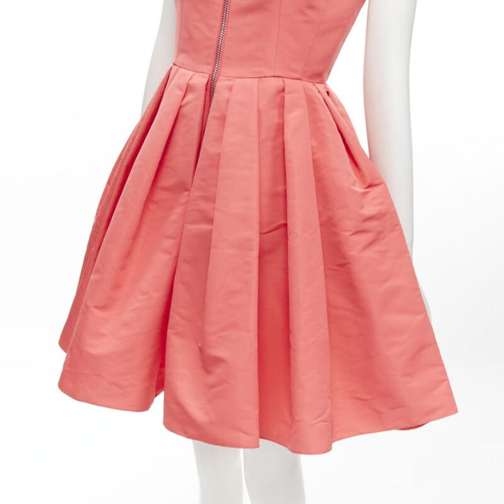 ALEXANDER MCQUEEN 2021 pink taffeta zip front fit flared dress IT38 S