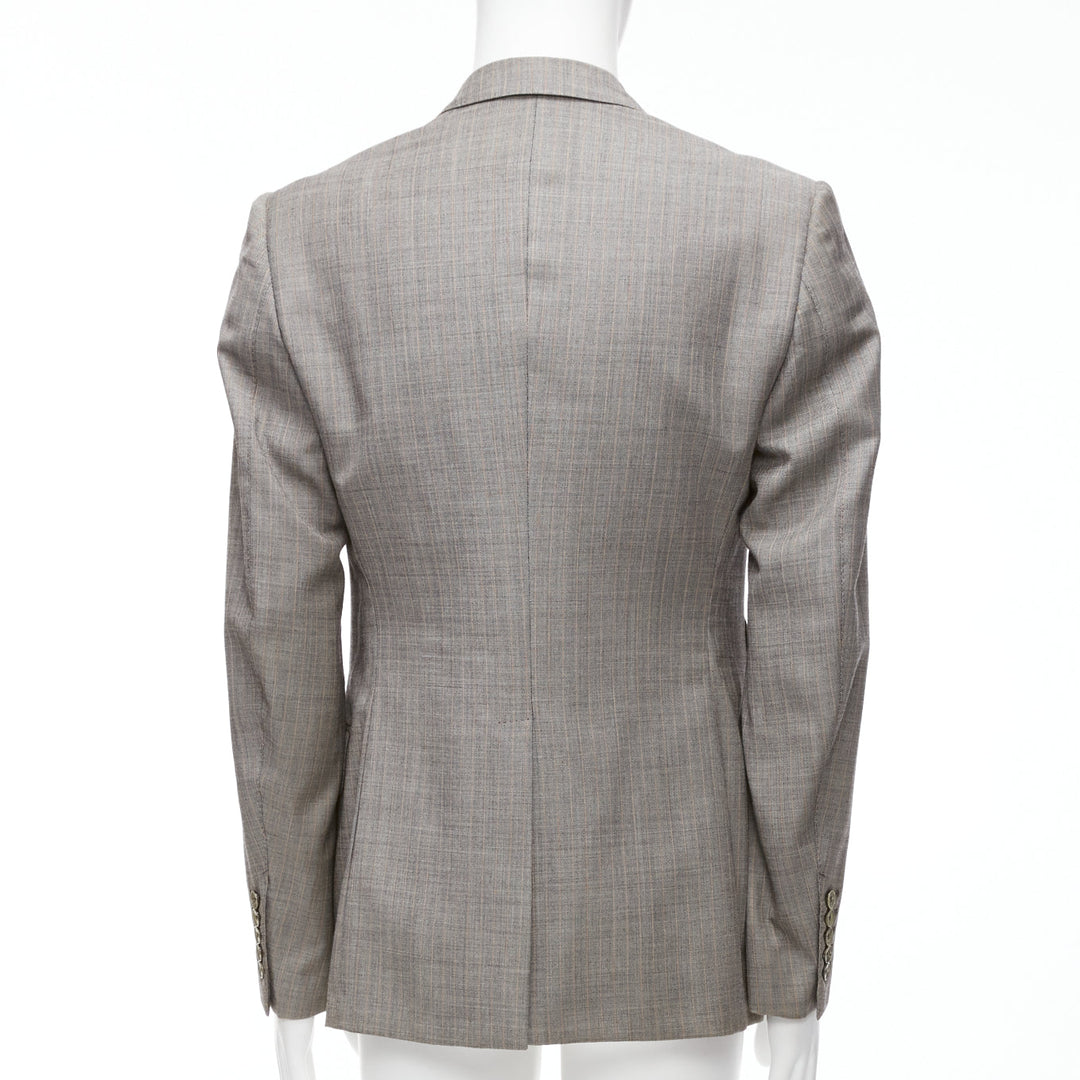 GUCCI 100% wool grey red checkered pocketed boxy long sleeve blazer IT50 L
