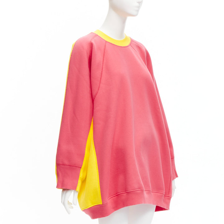 OLD CELINE Phoebe Philo 2018 pink yellow contrast back oversized sweatshirt XS