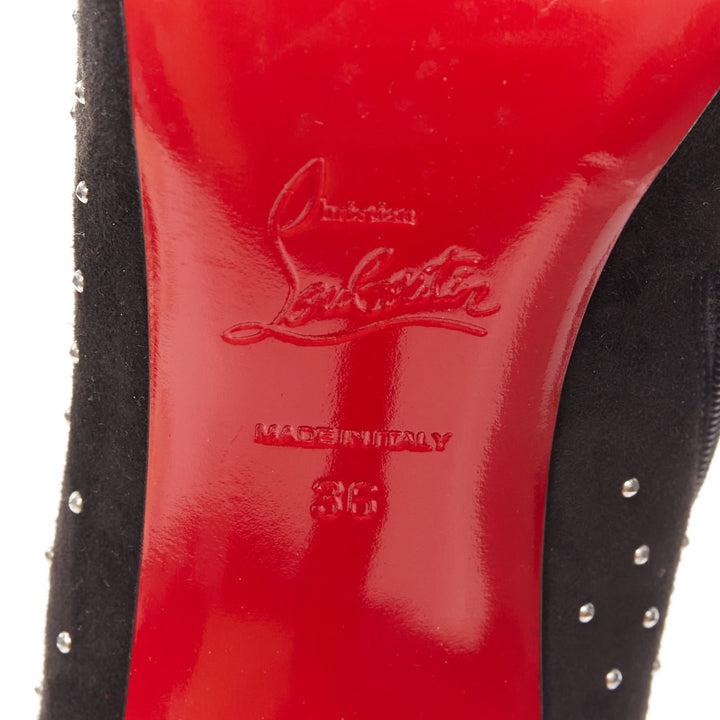 CHRISTIAN LOUBOUTIN So Kate Booty black suede micro stud embellished pointy EU36