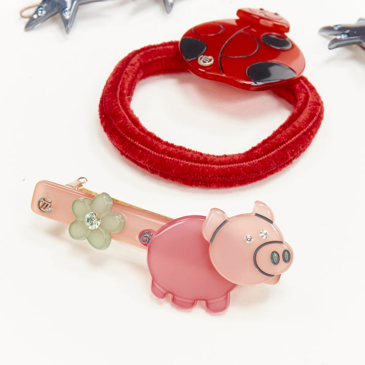 CHIC & MODE Alexandre Zouari ladybug piglet star cloud hair clip tie X4