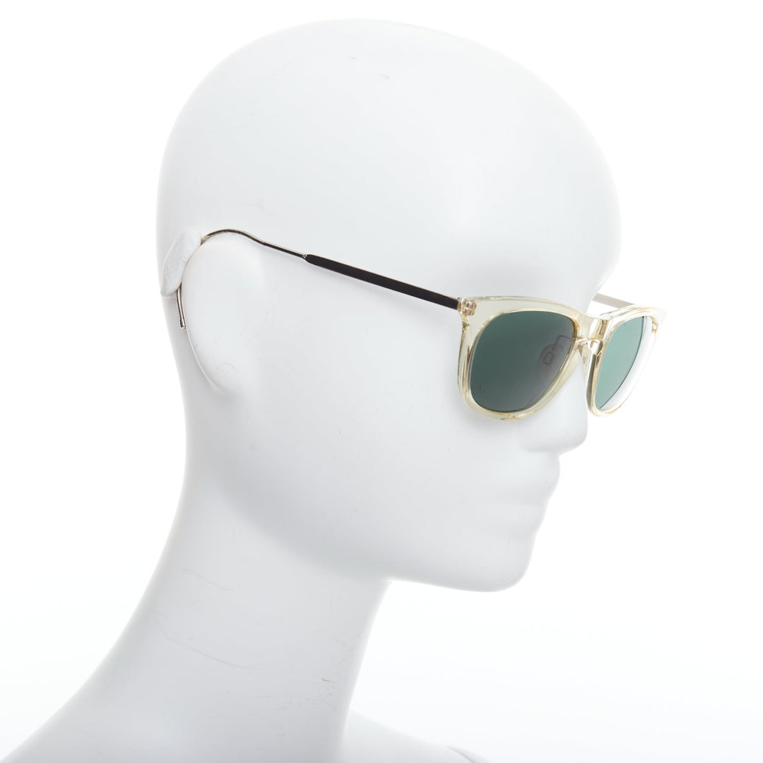 MAISON MARGIELA MMM06LBR clear plastic frame silver cable temple sunglasses