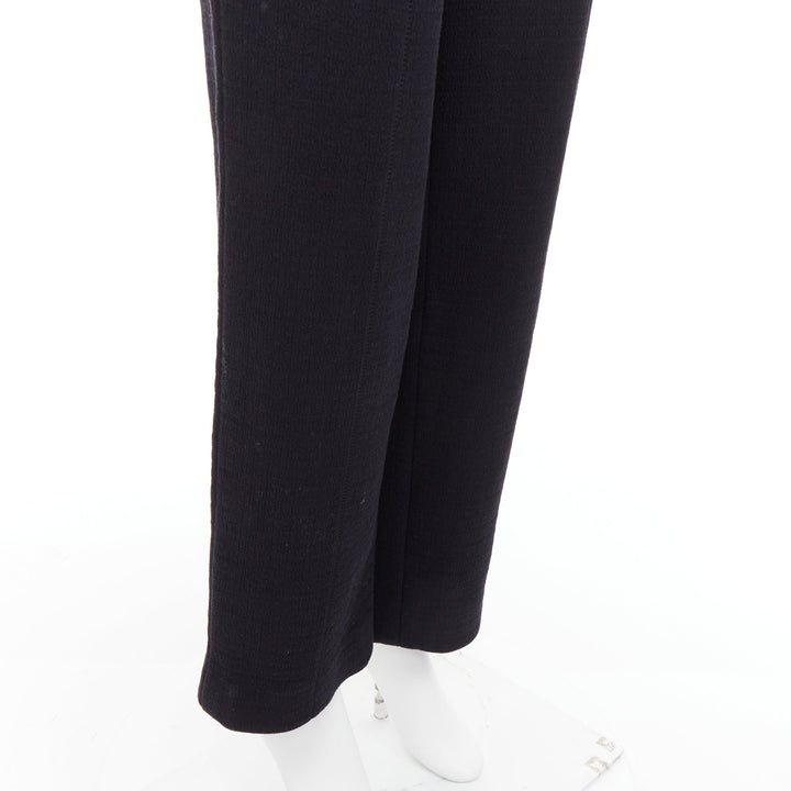 CHANEL black cotton blend 5 crystal button structured pants FR36 S