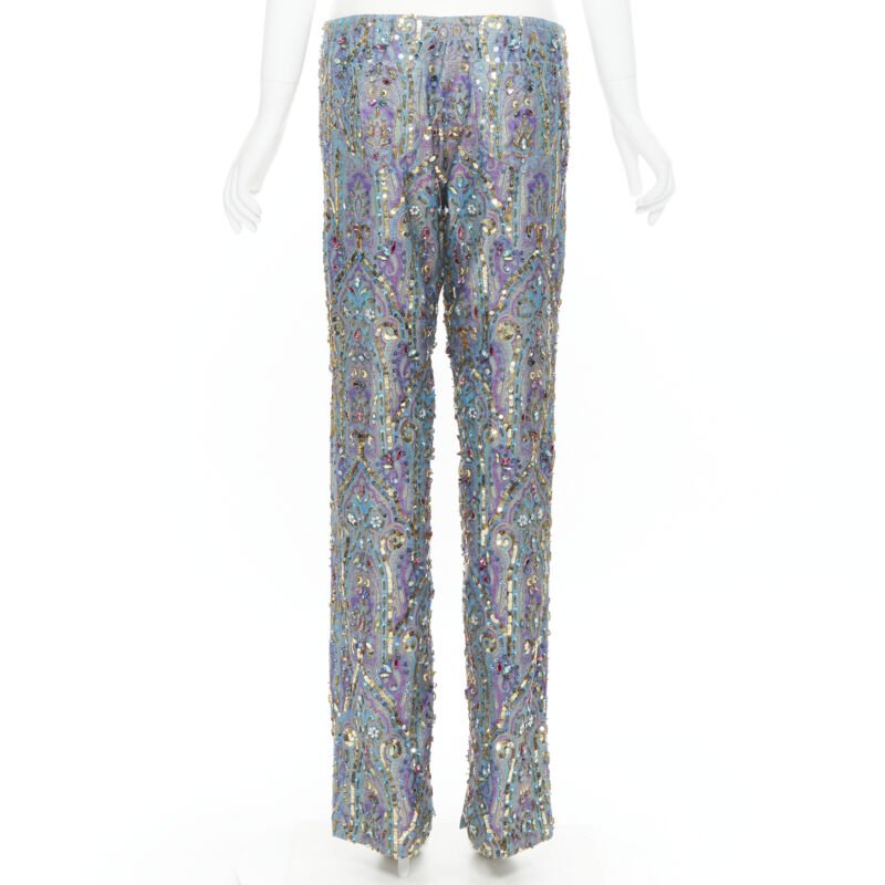 rare DOLCE GABBANA 2000 blue purple iridescent jewel embellished pants M