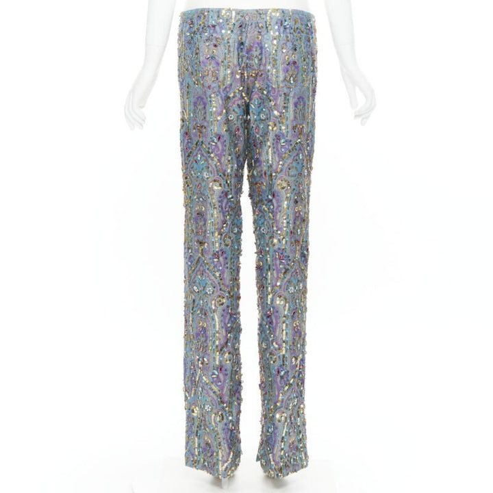 rare DOLCE GABBANA 2000 blue purple iridescent jewel embellished pants M