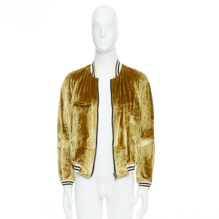 rare HAIDER ACKERMANN 2015 RUnway gold crushed velvet Teddy bomber jacket S