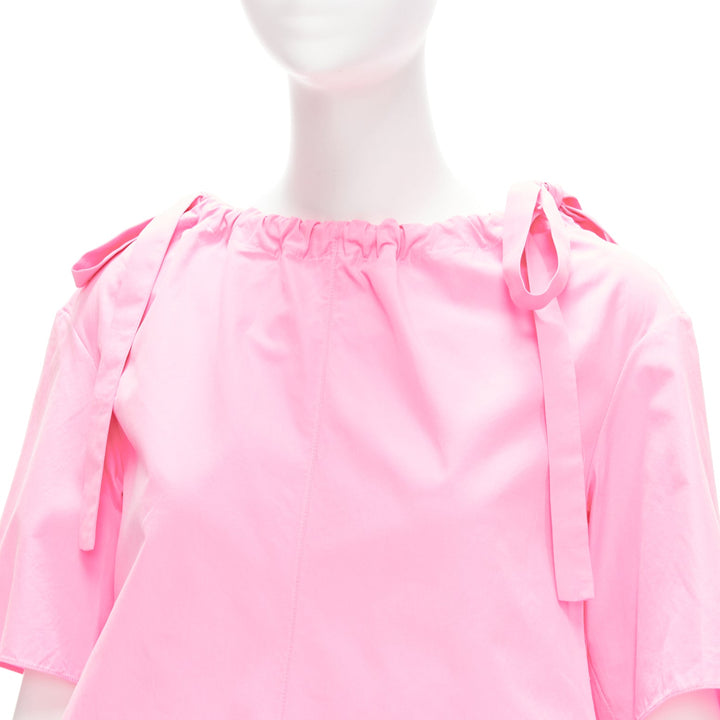 MARNI pink 100% cotton side drawstring collar trapeze top IT36 XXS