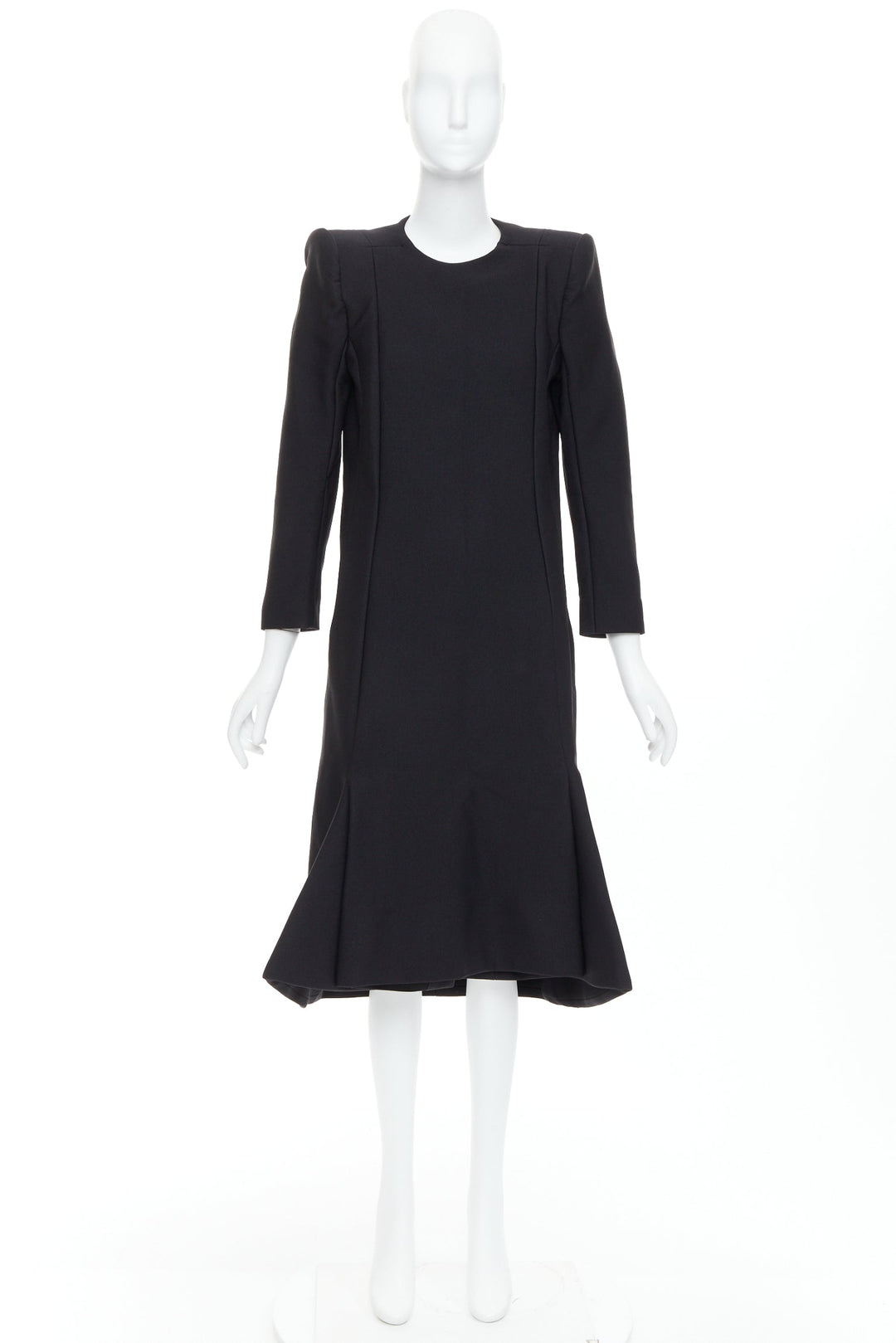 BALENCIAGA Demna 2016 black padded structural midi dress FR40 L