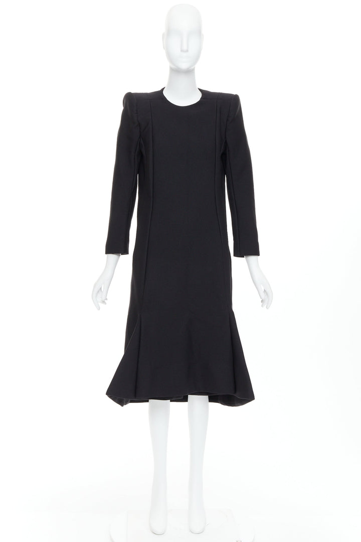 BALENCIAGA Demna 2016 black padded structural midi dress FR40 L