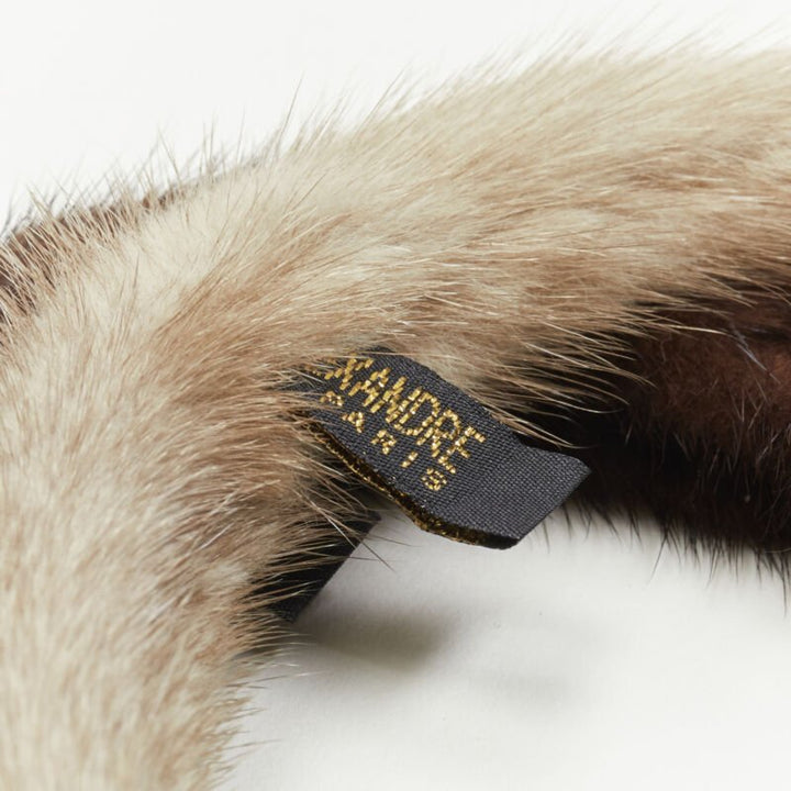 ALEXANDER ZOUARI 2X brown natural grey mink fur headband