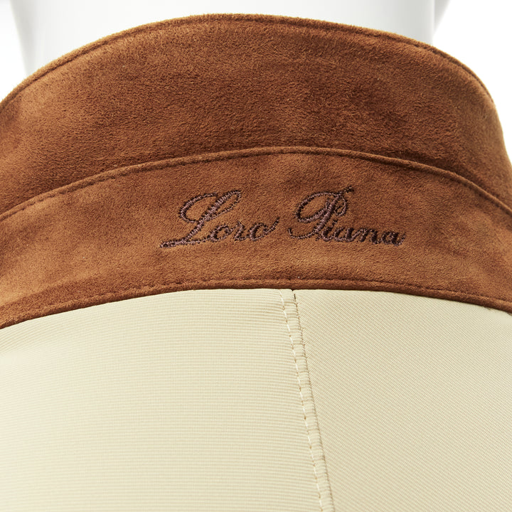 LORO PIANA Storm System beige nylon minimal pocketed longline coat S