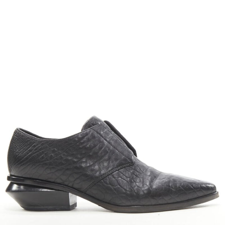 ALEXANDER WANG Ines Oxford black leather laceless brogue EU37