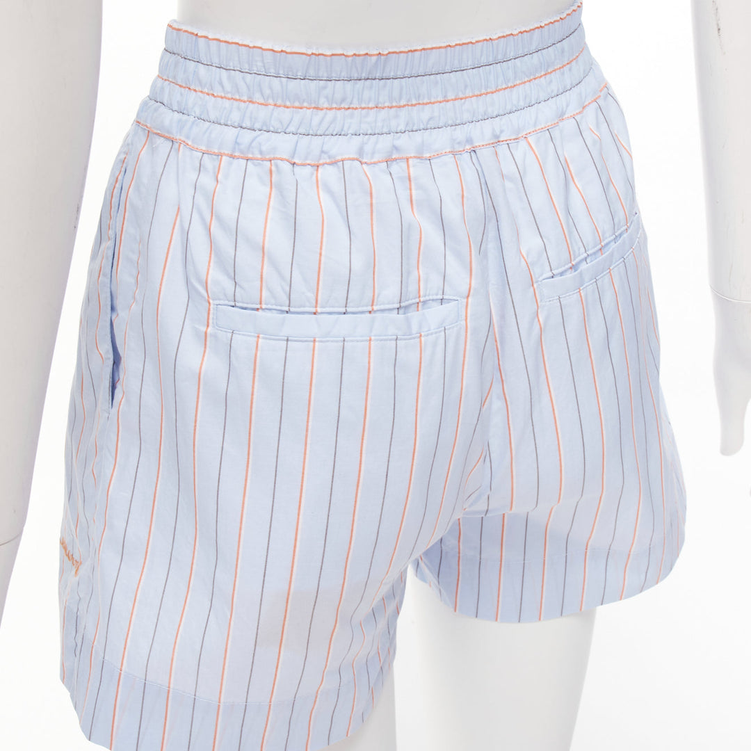 MARNI light blue orange pinstripe embroidered boxer shorts IT36 XXS