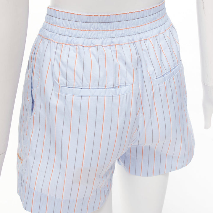 MARNI light blue orange pinstripe embroidered boxer shorts IT36 XXS