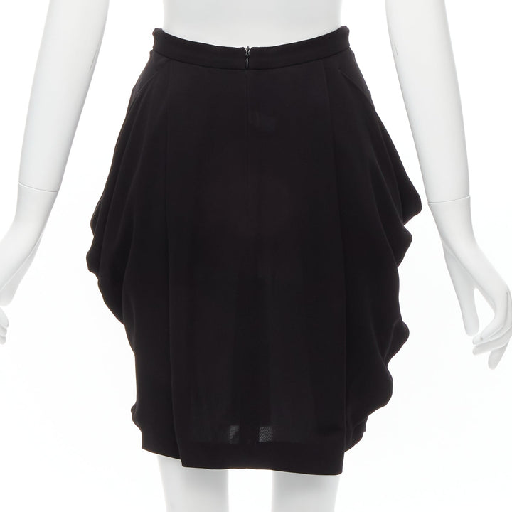 MIU MIU black asymmetric draped high waisted mini tulip skirt IT38 XS