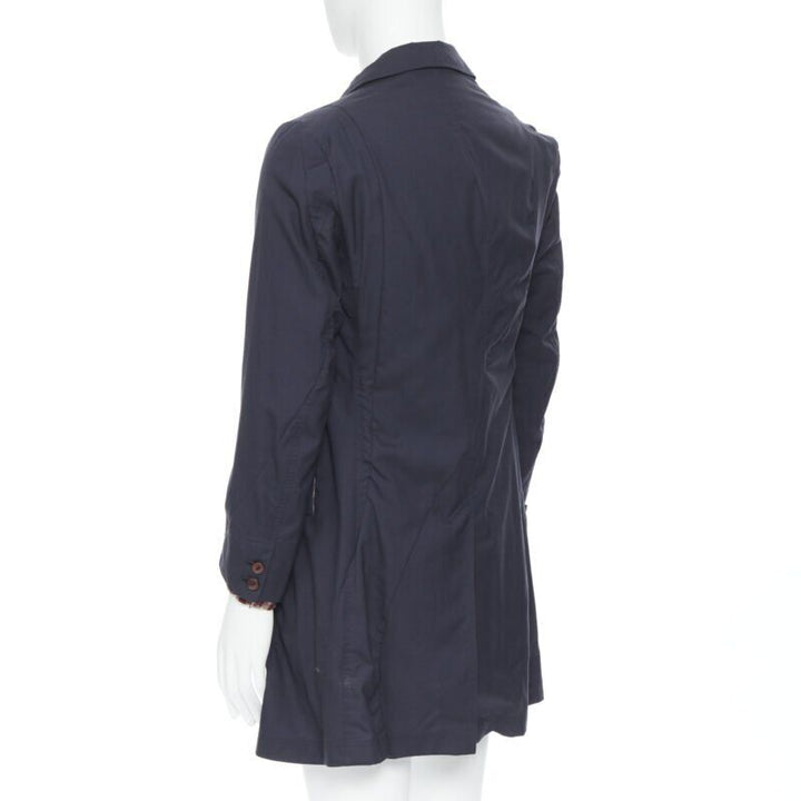 THE SOLOIST TAKAHIRO MIYASHITA navy cotton deconstructed curved seams coat S