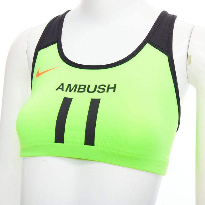 AMBUSH NIKE neon green orange swoosh crop dryfit tank top XS