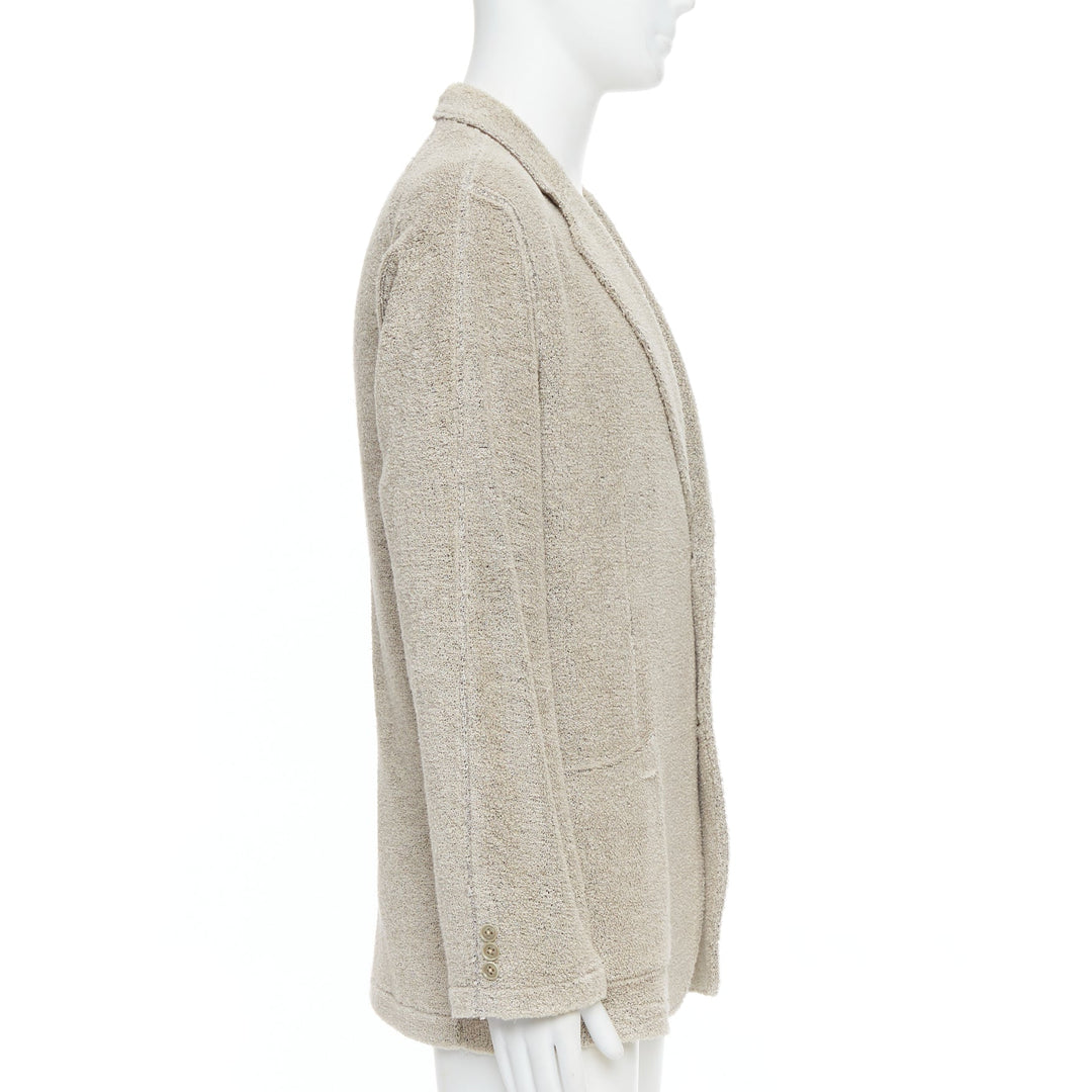 YOHJI YAMAMOTO Costume D'Homme beige linen blend jersey blazer JP3 L