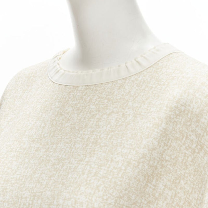 CHLOE 2019 Sandy Khaki speckle bohemian crochet sleeves layered dress FR40 M
