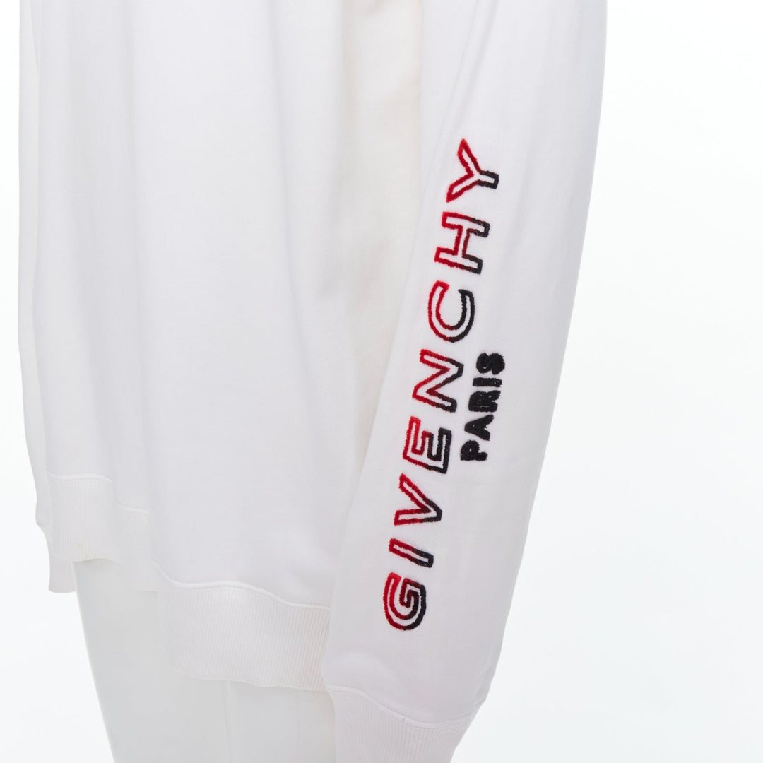 GIVENCHY cream cotton tufted gradient logo sleeve pullover L
