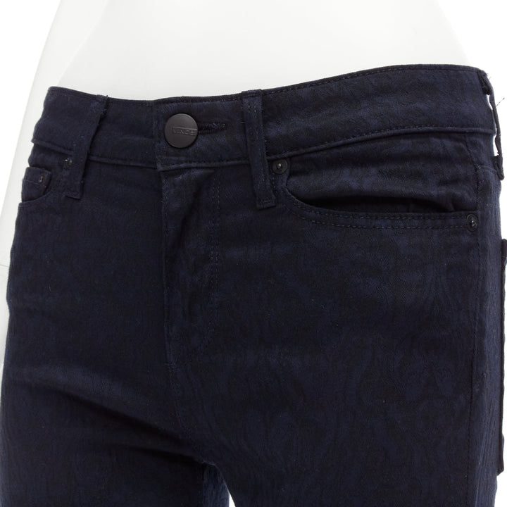 VINCE navy crinkle jacquard jersey mid waist skinny jeans pants 27"