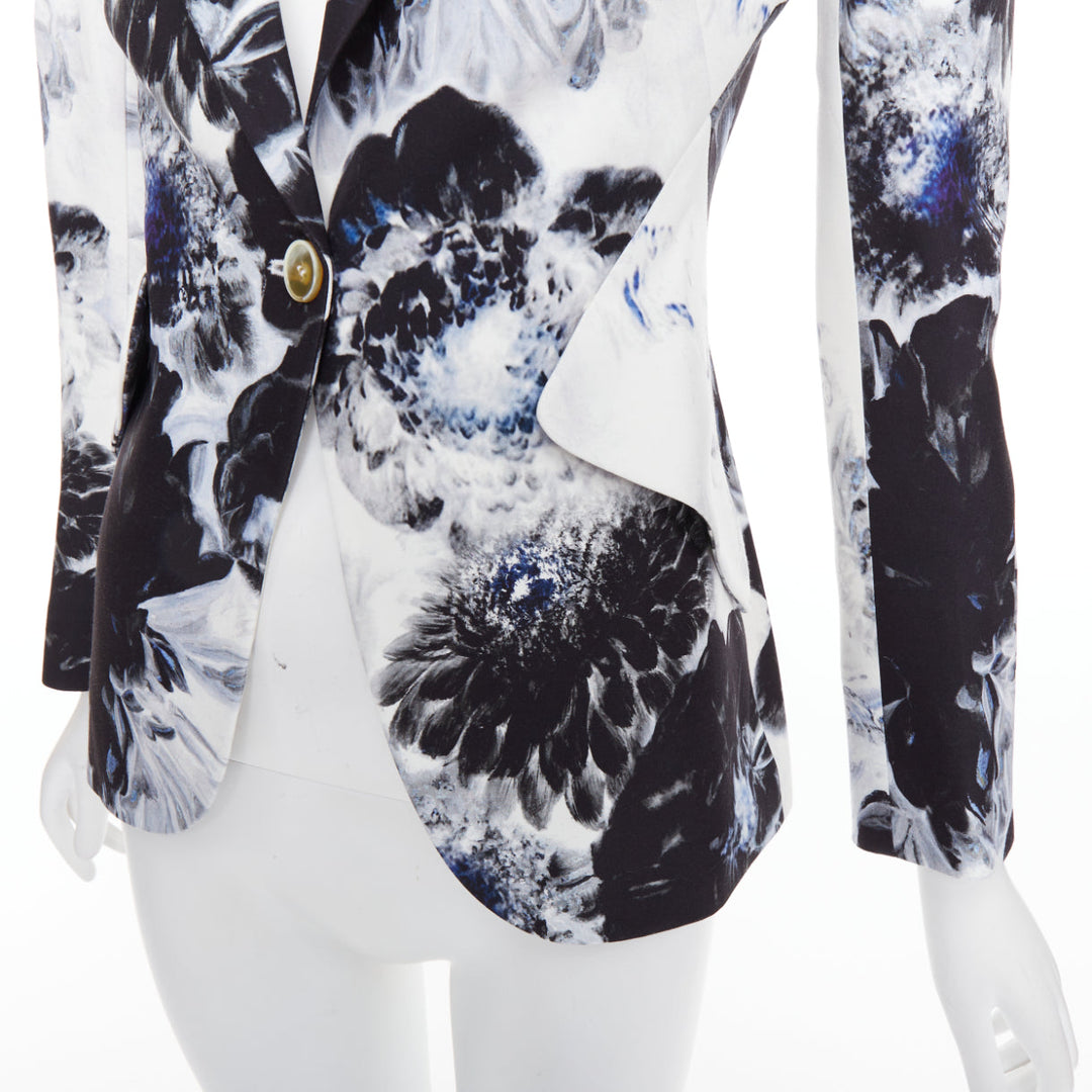 ALEXANDER MCQUEEN 2023 Chiaroscuro Xray floral fitted blazer jacket IT38 XS