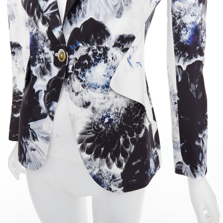 ALEXANDER MCQUEEN 2023 Chiaroscuro Xray floral fitted blazer jacket IT38 XS