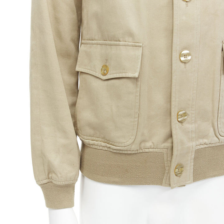 APC beige classic raglan sleeves flap pocket bomber jacket XS