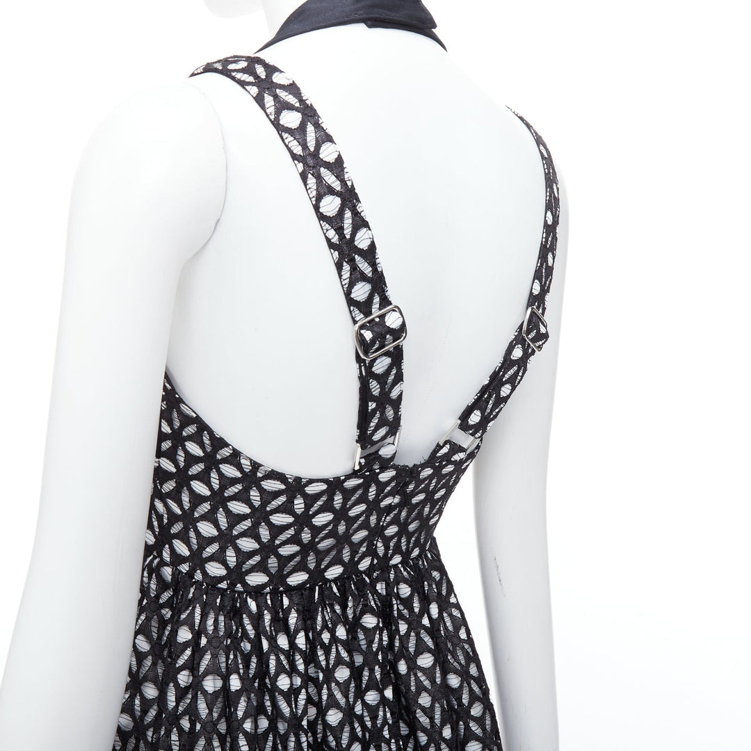 ALICE MCCALL Dust to Glory black eyelet overlay halter mini dress UK8 S