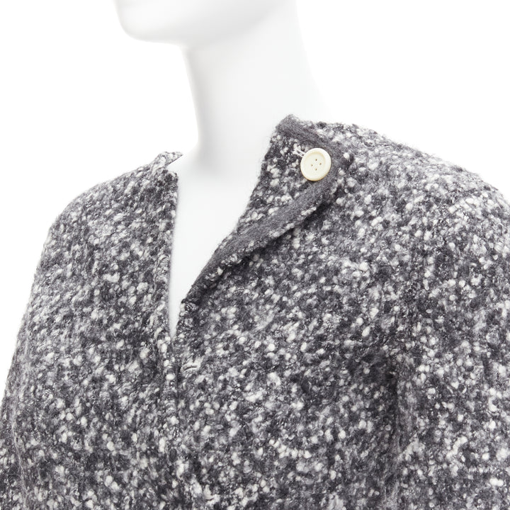 OLD CELINE Runway Phoebe Philo 2014 grey wool boucle bias diagonal top FR34 XS