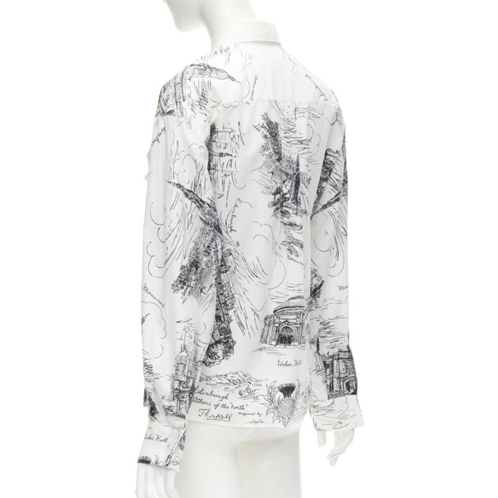 PHILOSOPHY DI LORENZO SERAFINI white landmark illustration cotton shirt IT38 XS