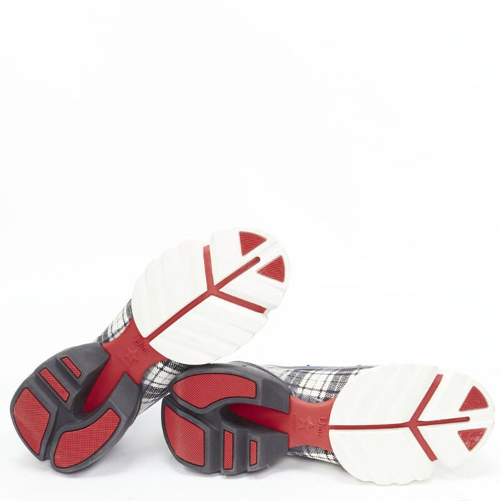 CHRISTIAN DIOR D Connect black white check chunky sole sneaker EU38 US8