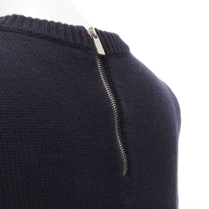 MICHAEL KORS COLLECTION navy feather sequins embellished cashmere sweater XS