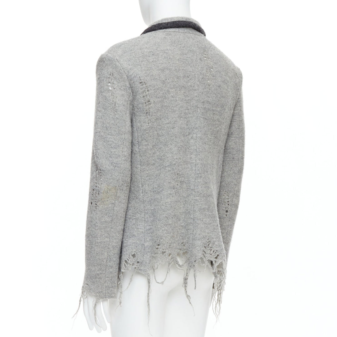 MIHARA YASUHIRO grey wool distressed grunge nautical blazer jacket L