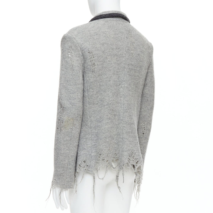 MIHARA YASUHIRO grey wool distressed grunge nautical blazer jacket L